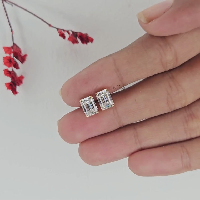 Emerald Cut Stud Daily Wear Earring video