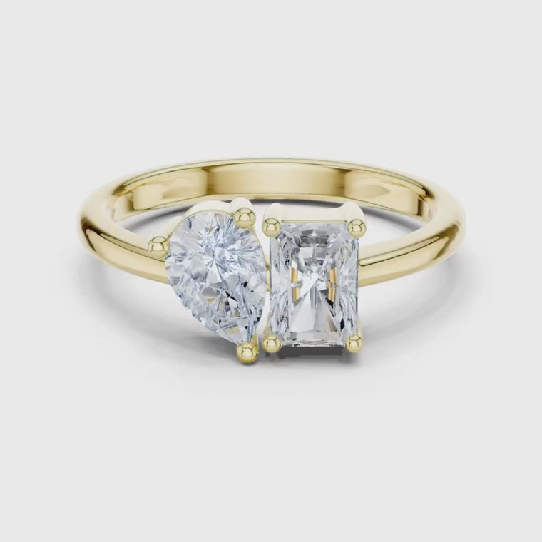 Pear and Radiant Cut Toi Et Moi Ring video