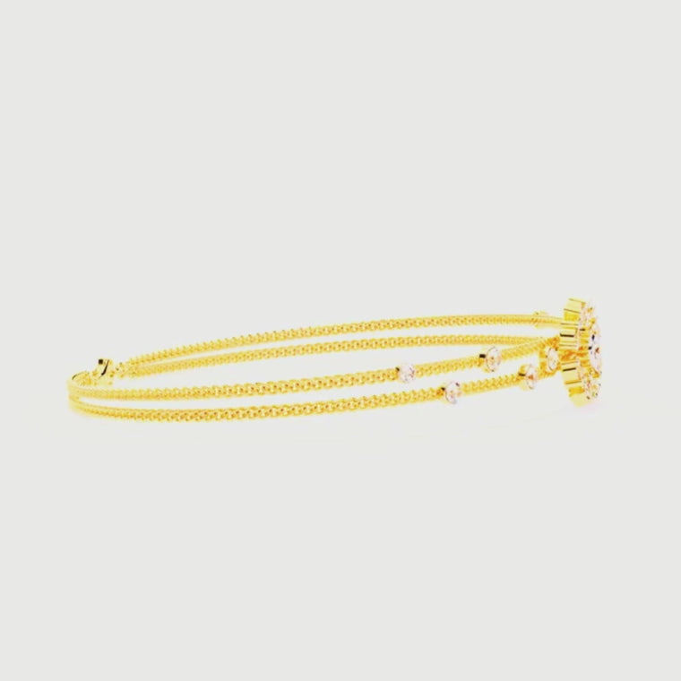 Round Double Strand Bangle Bracelet with Floral Center video