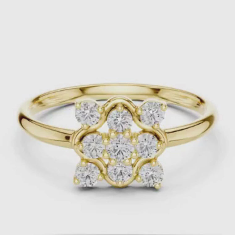 Floral Cluster Round Cut Anniversary Ring video