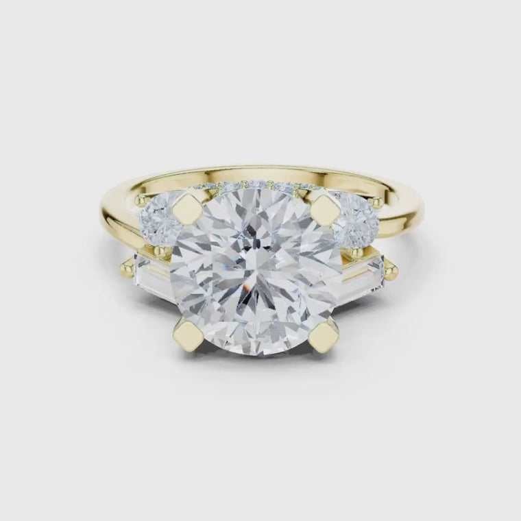 Round Brilliant Ring with Side Stones video