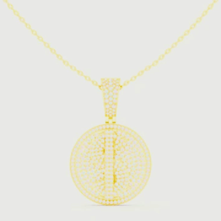 Men's Iced Out Dollar Symbol Circle Pendant with video