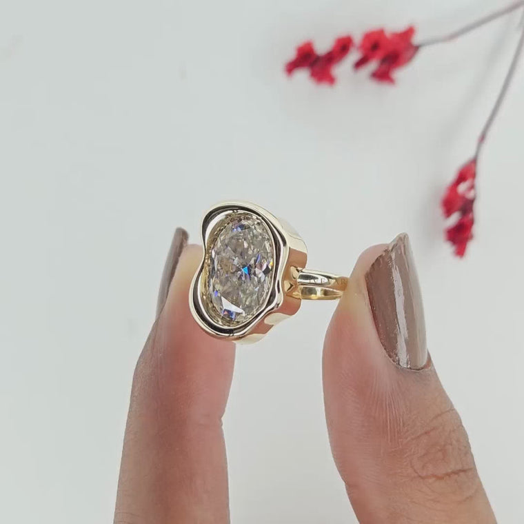 Oval Cut Freeform Bezel Engagement Ring video