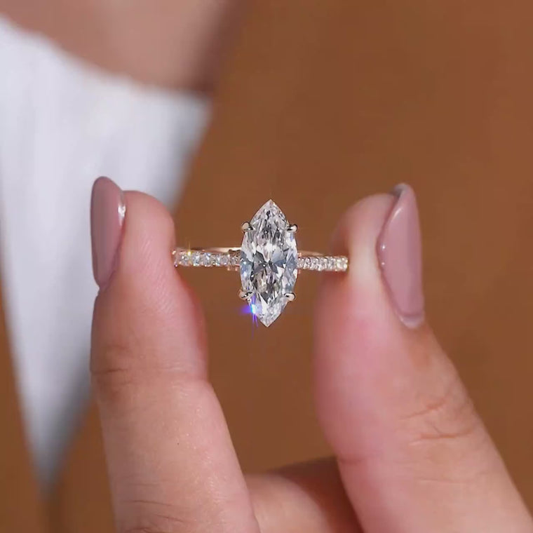 Marquise Cut Pave Promise Ring video