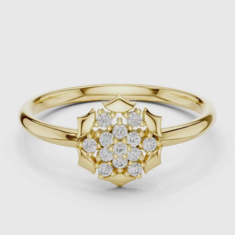 Round Cut Floral Cluster Ring for Women video
