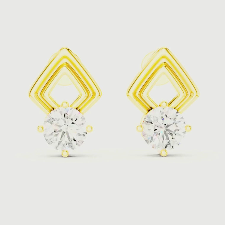 Chevron Round Stud Earrings with Open Frame Design video
