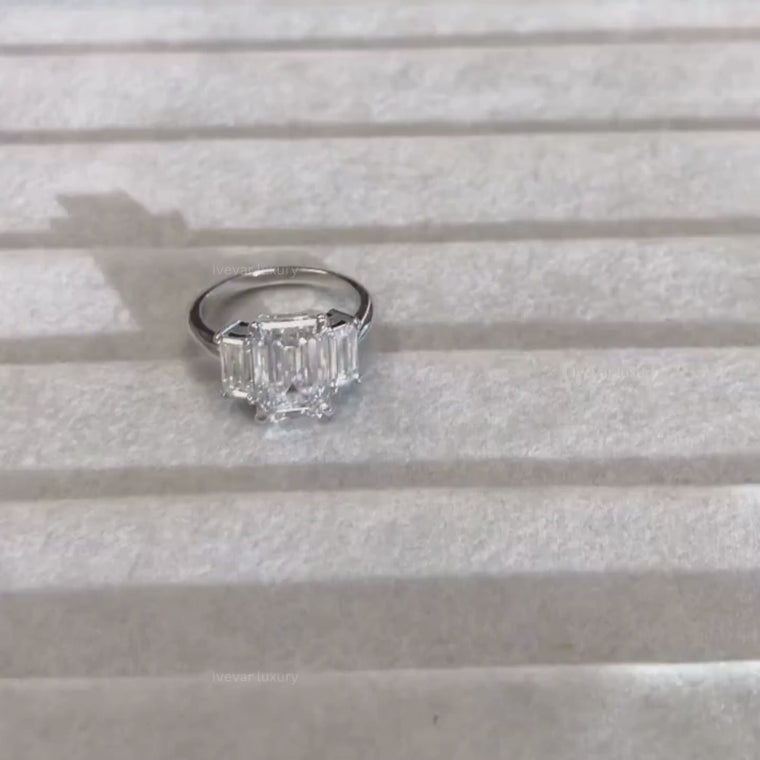 Emerald Three Stone Wedding Ring video