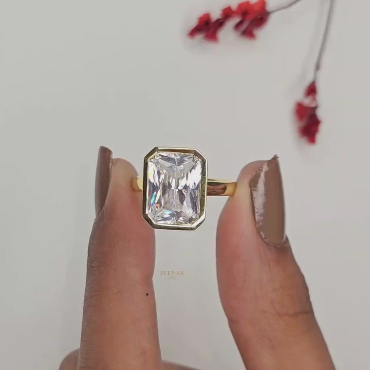 Radiant Cut Bezel Set Solitaire Ring video