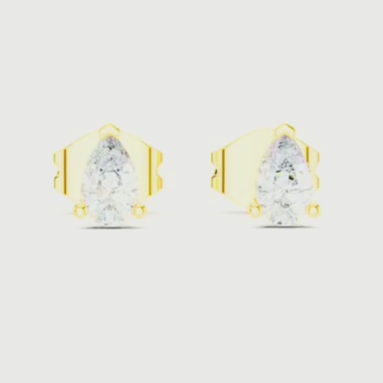 Pear Shaped Stud Earrings with Soft Contoured Setting video