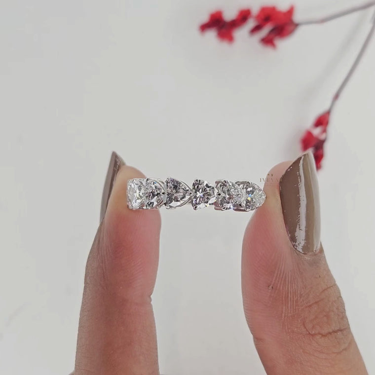 Heart Shape Half Eternity Stacking Band video