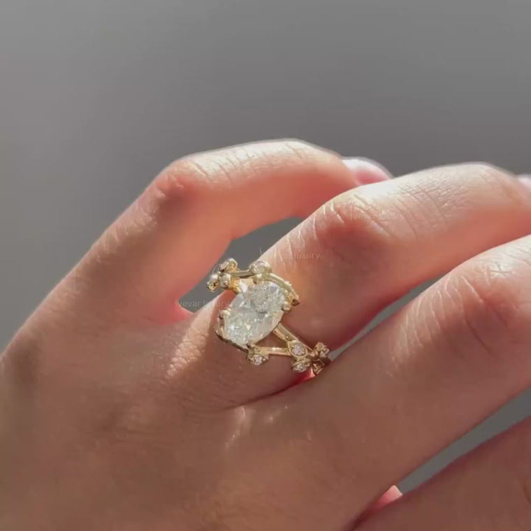 Nature Inspired Oval Cut Moissanite Vine Engagement Ring video