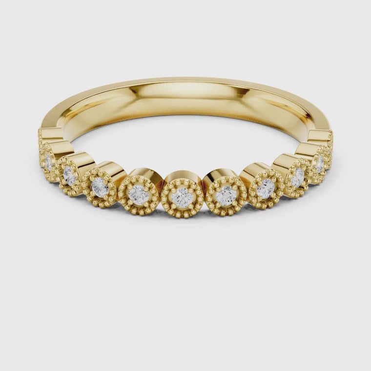 Round Bezel Set Station Wedding Band video