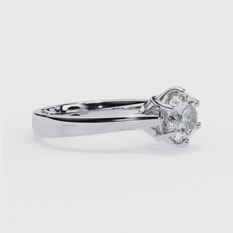 Round Cut Cathedral Solitaire Ring With Hidden Accents video