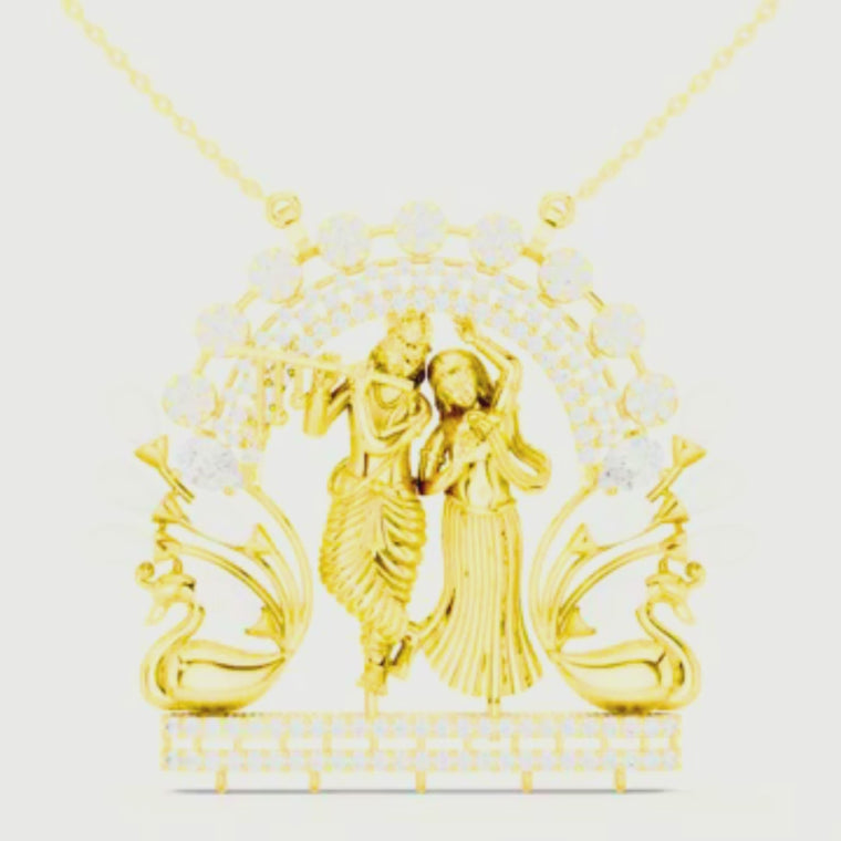 Divine Radha Krishna Peacock Frame Pendant video