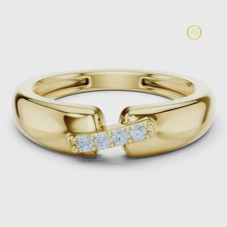 Round Cut Men's Modern Split Shank Gold Band video
