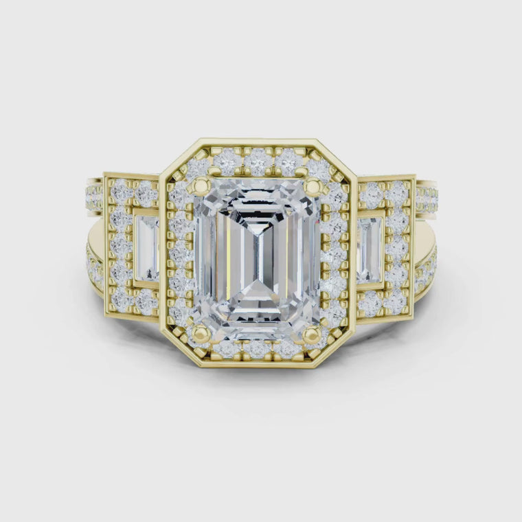 Emerald Halo Split Shank Wedding Bridal Ring video