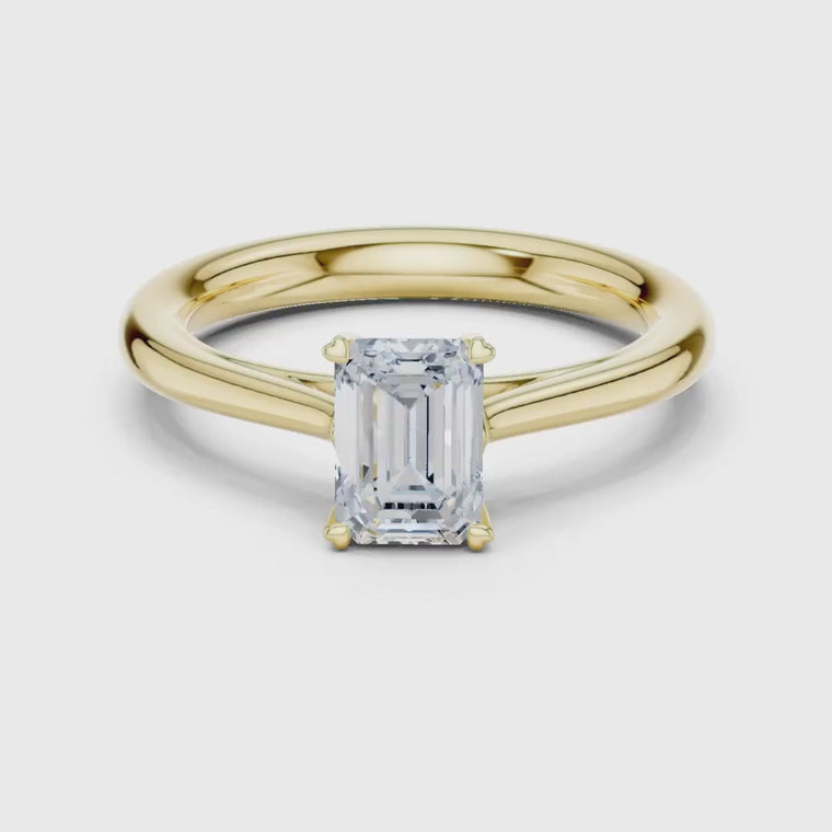 Brilliant Emerald Cut Classic Solitaire Ring video