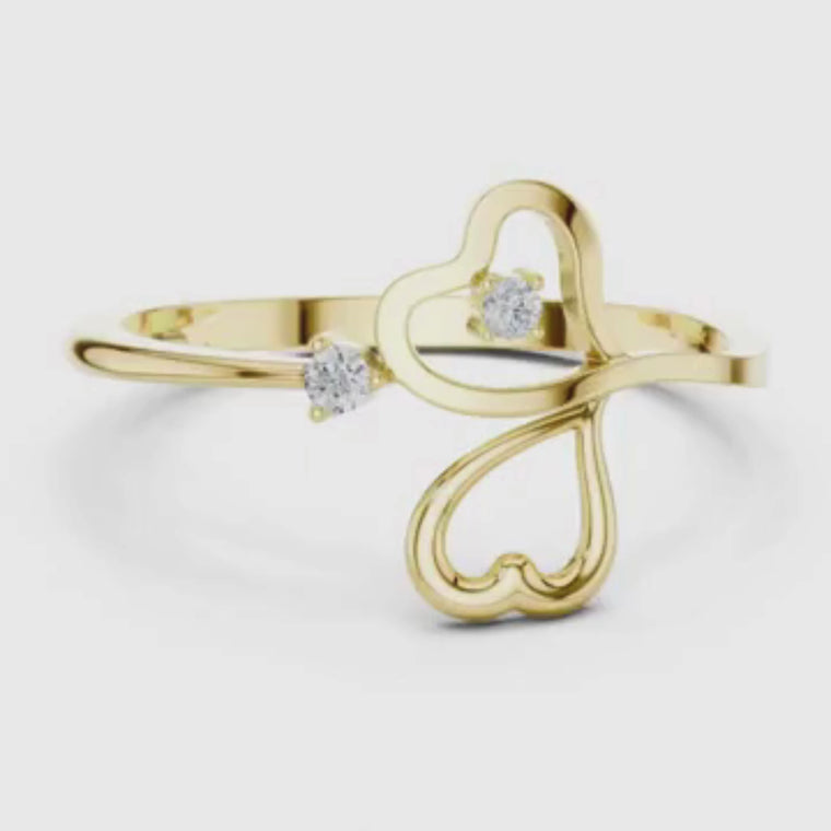 Double Heart Shape Round Cut Anniversary Ring video