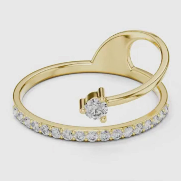 Round Cut Open Wrap Pave Bypass Ring video