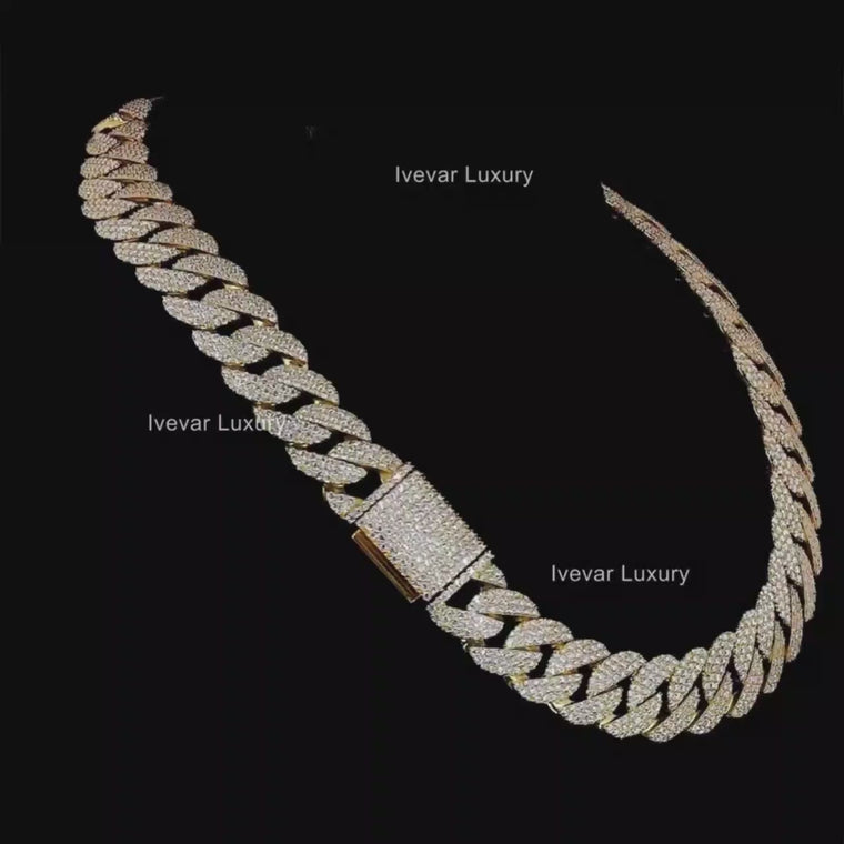 Full Pave Set Thorn Motif Cuban Link Chain Necklace with Lab Diamonds video