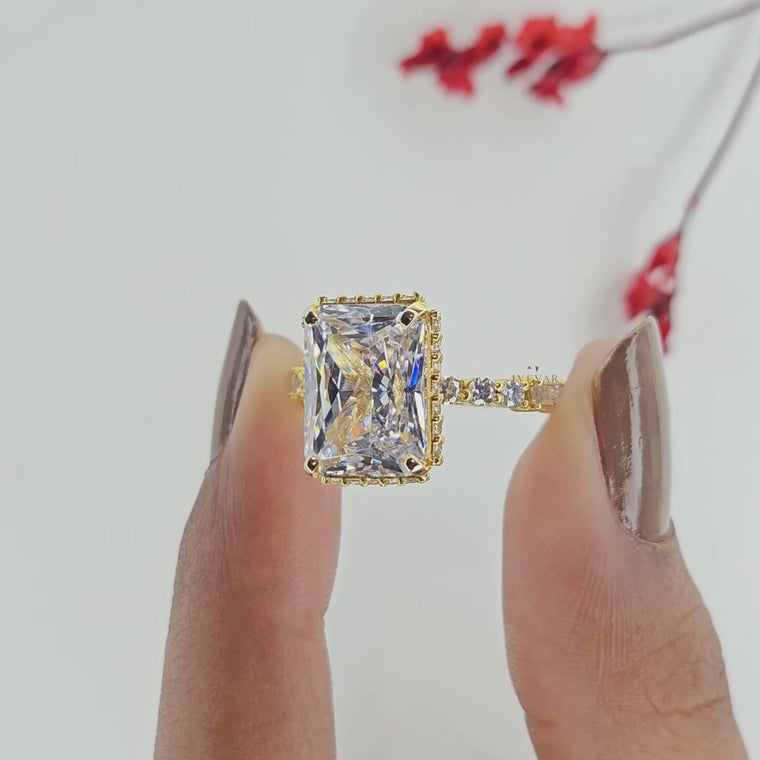 Hidden Halo with Pave Setting Radiant Cut Ring video