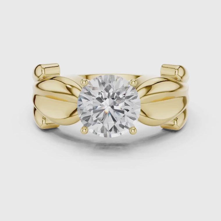 Round Solitaire Sculpted Split Shank Ring video