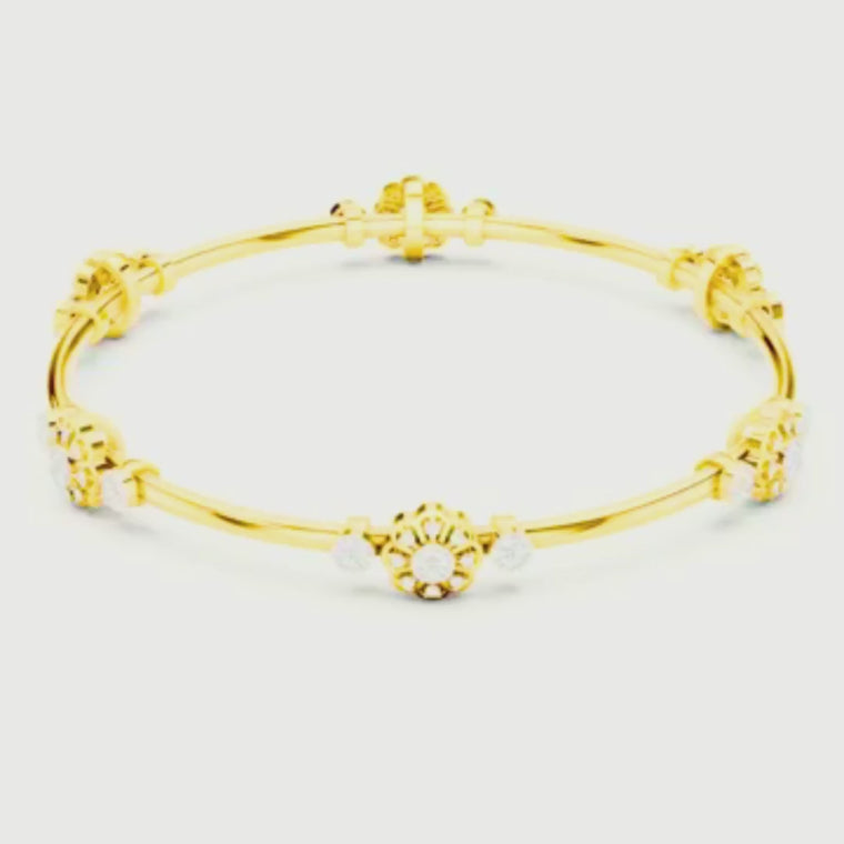 Floral Round Openable Bangle Flower Cluster Bracelet video