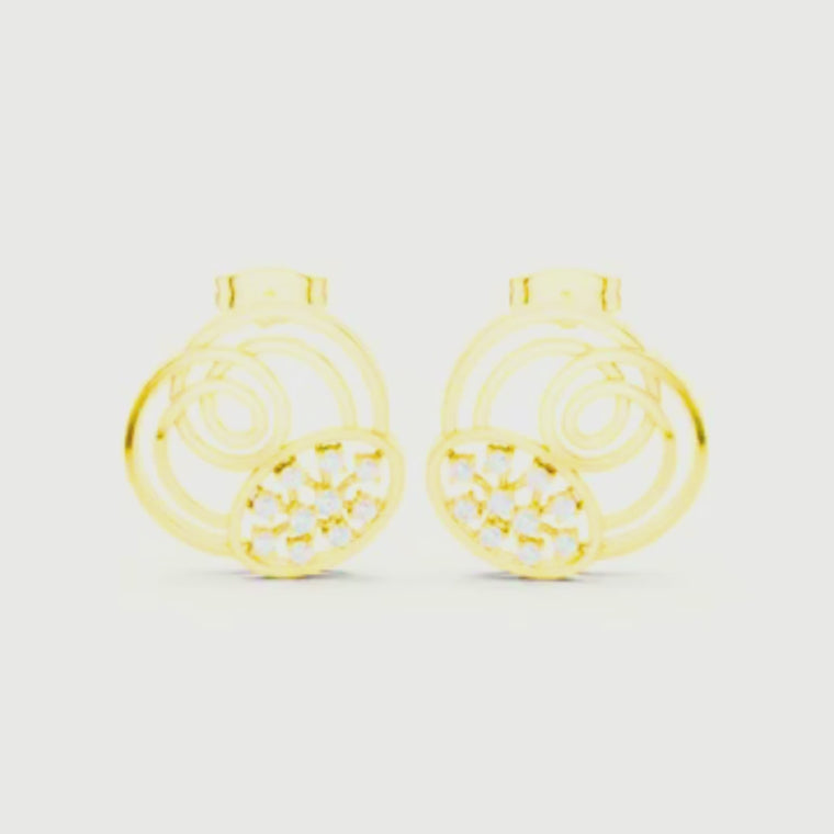 Spiral Bloom Round Stud Earrings with Swirl Frame video