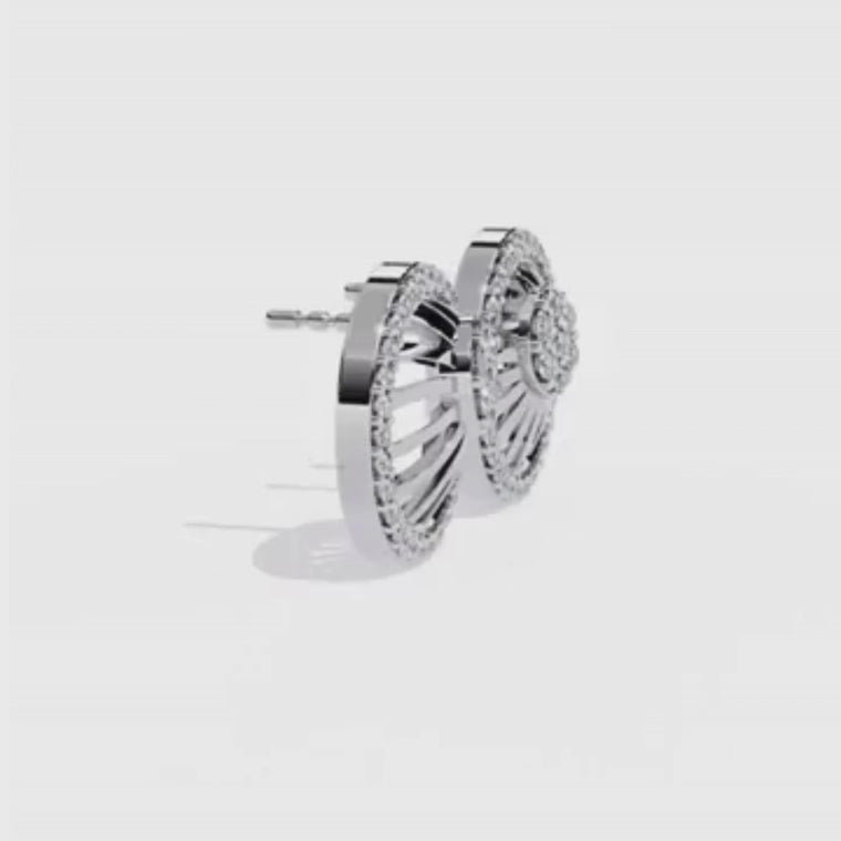 Radiant Sunburst Stud Earrings with Sparkling Cluster video