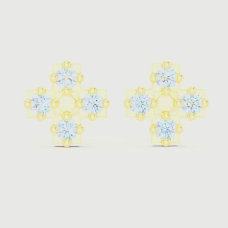 Cross Cluster Round Brilliant Stud Earrings for Women video