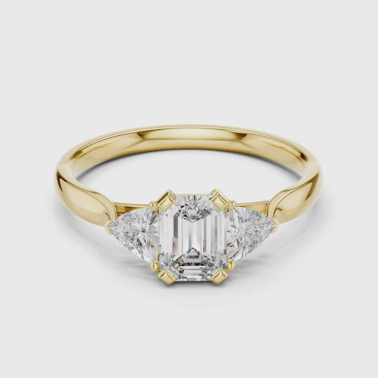 Emerald Cut Rings with Trillion Side Stones video