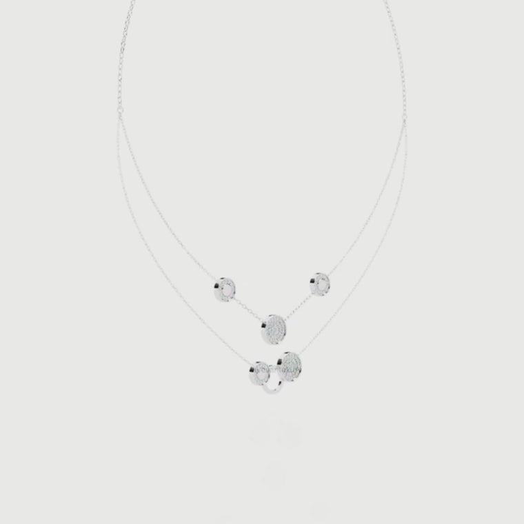 Double Layer Pave Circle Station Necklace video