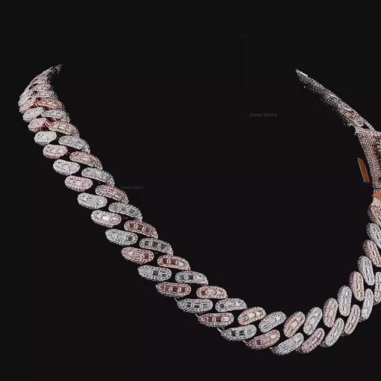 Personalized Nameplate Baguette Lab Grown Diamond Curb Link Chain video