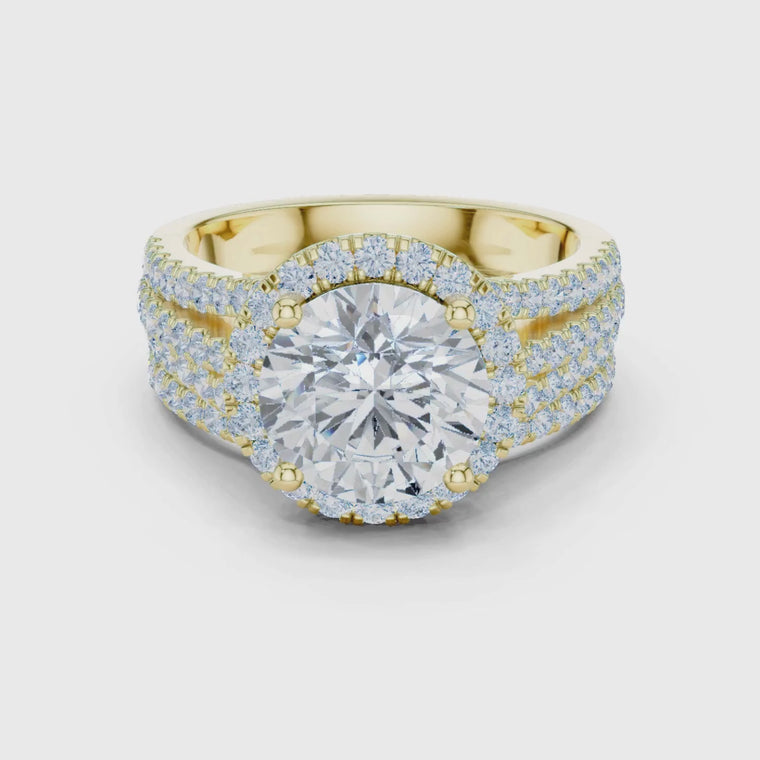 Round Halo Ring with Triple Pave Split Shank Band video