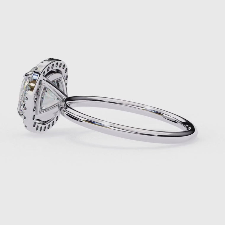 Cushion Cut Halo With Cathedral Setting Ring video