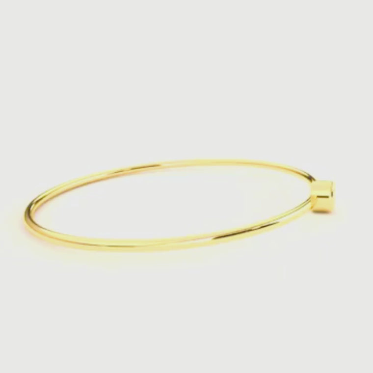 Round Bezel Set Solitaire Bangle Bracelet video