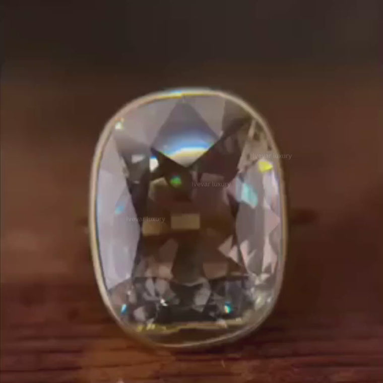 Cushion Rose Cut Bezel Solitaire Gold Ring video