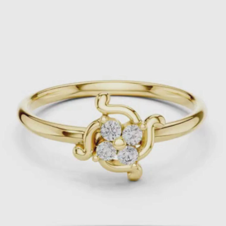 Round Floral Cluster Ring With Slim Band video