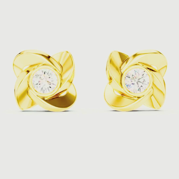Interwoven Floral Design Round Stud Earrings video