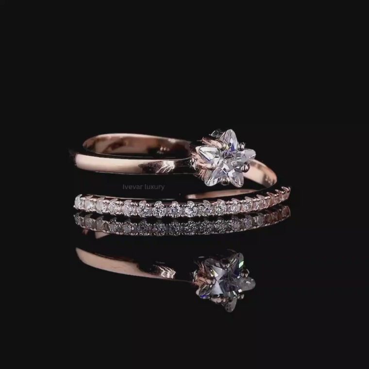 Floral Bypass Pave Solitaire Engagement Ring video