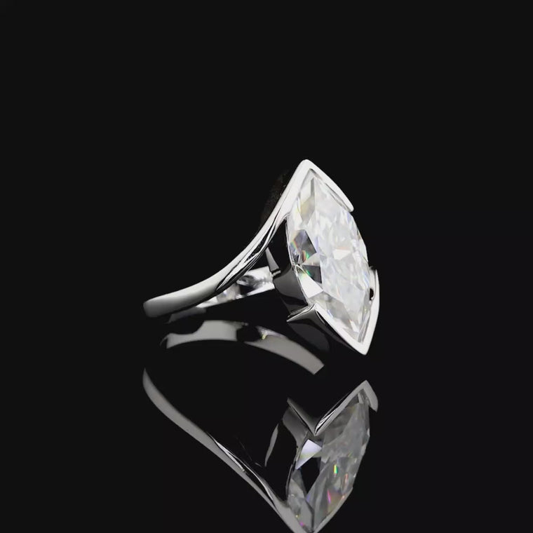 Half Bezel Set Marquise Open Bypass Ring video