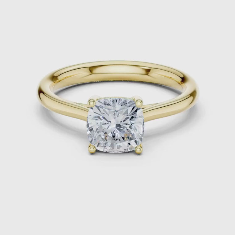 Cushion Cut Solitaire Ring With Four Prong video