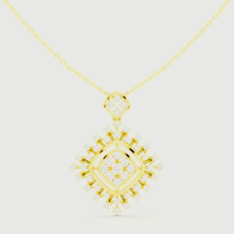 Round Geometric Square Pendant Necklace video