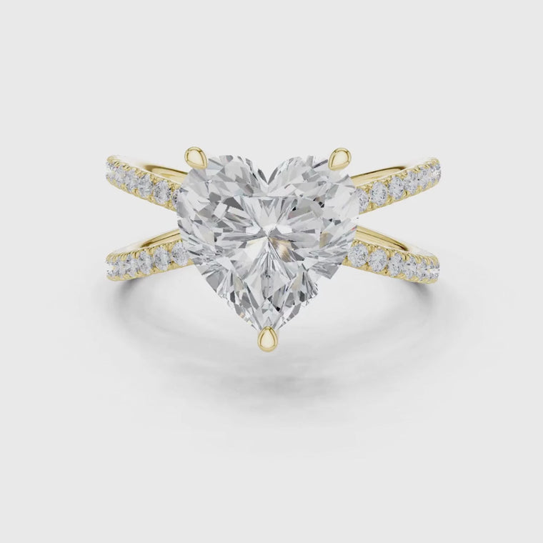Heart Cut Split Pave Shank Engagement Ring video