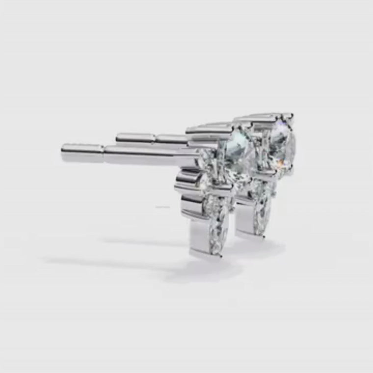 Round Cut Marquise Cluster Stud Earrings video
