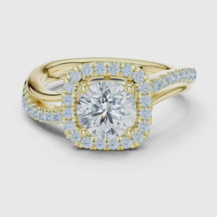 Round Halo Split Shank Ring video