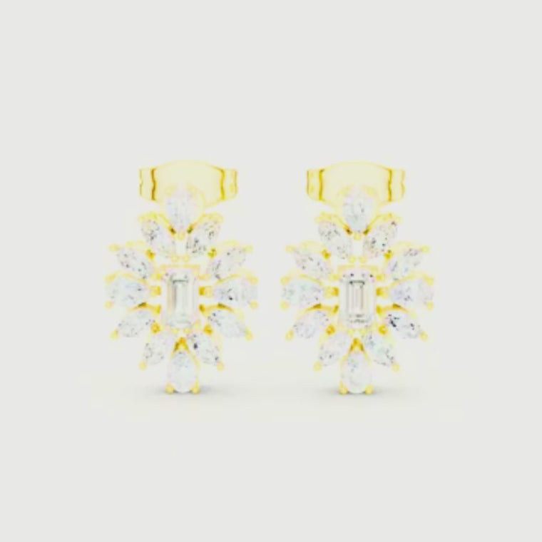 Interlocking Dual Halo Emerald Stud Earrings Intertwined Loop video