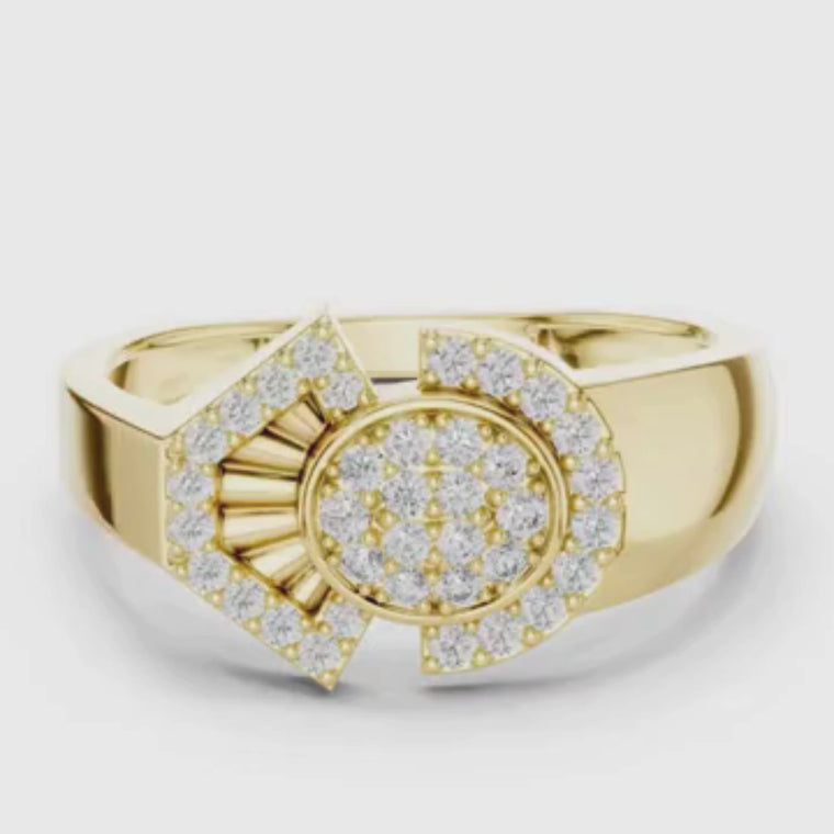 Geometric Round Ring With Cluster Halo Wedding Ring video