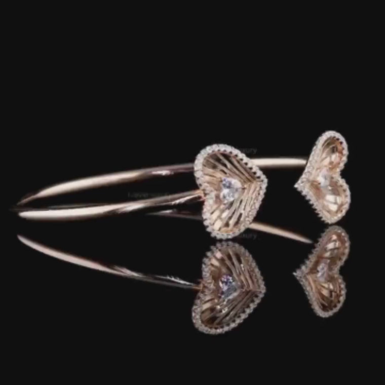 Heart Cut Open Cuff Bangle Bracelet video