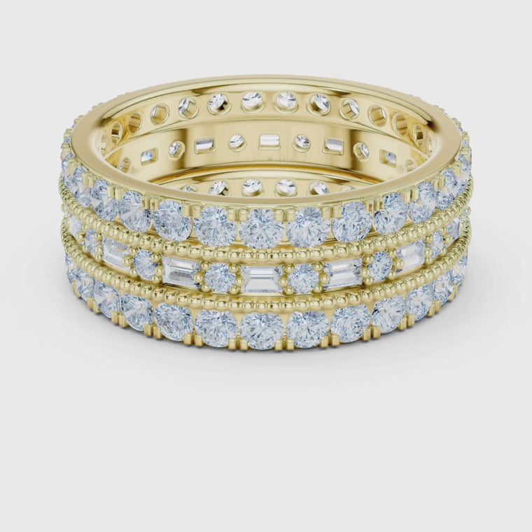 Triple Row Round Cut Eternity Band Ring video